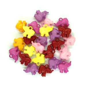 20 x Plastic Elephant Charms Key Rings Jewellery Crafts Favours Animal - Picture 1 of 1