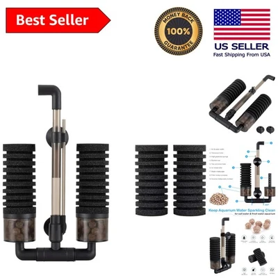 Filtro de esponja doble transparente para acuarios de 10-40 galones con esponjas de repuesto Foto 1 de 4