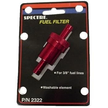 Billet Aluminum 3/8" Fuel Gas Filters Re-Usable Washable Cleanable Element RED - Image 1 of 4