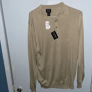 Maglione Jos A Bank uomo XL kaki 100% seta collezione firma manica lunga nuovo con etichetta - Foto 1 di 9