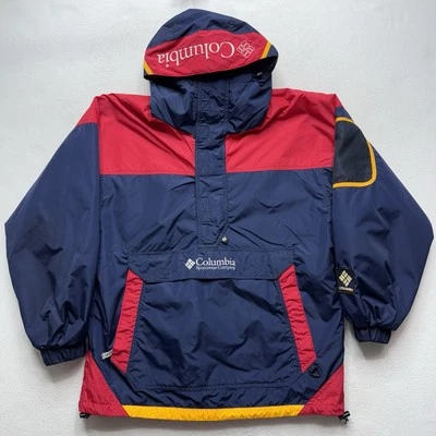 Pullover deportivo Columbia vintage azul marino/rojo chaqueta para hombre color bloque talla mediana Foto 1 de 4