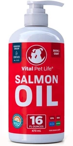 Natural Salmon Oil for Pets - Omega 3 EPA DHA for Healthy Skin & Shiny Coat - Picture 1 of 7