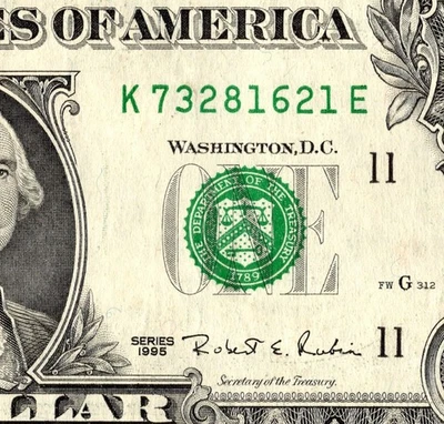 1995 K Series nota antiga fantasia número de série um nota de dólar - Imagem 1 de 4