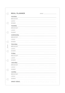 A5 Meal Planner Refill for Refillable Notebook - 56 Sheets - Picture 1 of 3