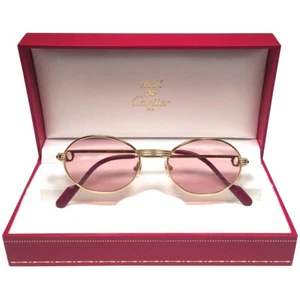 CARTIER OVAL ST HONORE LIMITED SERIES RUBY 49MM 18K PLATED SUNGLASSES FRANCE - Picture 1 of 6