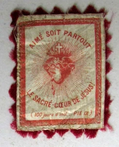 Insigne, écusson tissu Aimé soit partout Le Sacré-Cœur de Jésus ! 100 j. Pie IX - Imagen 1 de 2