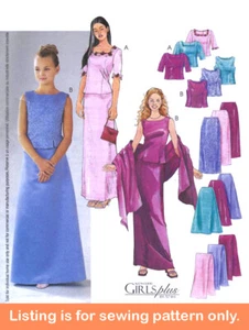 SEWING PATTERN Girl Formal Clothes Top Skirt Two Piece Dress Plus Size Teen 3465 - Picture 1 of 2