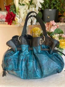 DONALD J PLINER EMBOSSED LEATHER DRAWSTRING SHOULDER BAG PURSE (800 - Picture 1 of 7