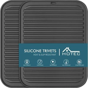 Silicone Trivets Hot pots Pans Resistant Kitchen Counter Dish Set 2 Dark Grey - Picture 1 of 7