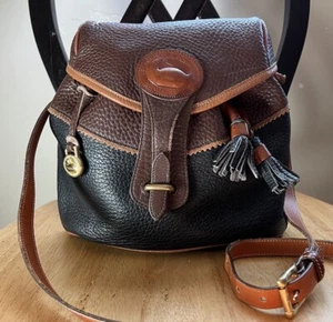 Vintage Dooney&Bourke TETON*Kordelzug*Schultertasche~AWL~Schwarz/Braun/Selten - Bild 1 von 17