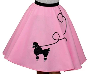 "Falda de caniche de fieltro rosa talla grande (edad 9,10,11) _ cintura 23""- 28"" _ L: 23"" - Imagen 1 de 2