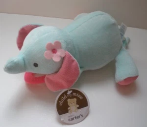 NWT Carters Child Of Mine Mint Green Pink Plush Musical Heart Elephant Baby Toy - Picture 1 of 2