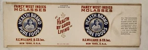 FILE COPY LABEL Molasses Health Brand RC Williams New York City - Picture 1 of 1