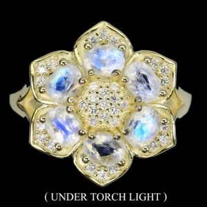 925 Sterling Silver Ring Oval Moonstone 4x3mm Gemstone Jewelry Size 6.5 - Picture 1 of 9