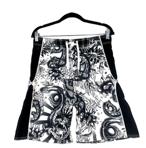 Old Navy Swim Shorts Trunks Large 10-12 Black White Boy's Snakes Dragons Floral - Picture 1 of 6