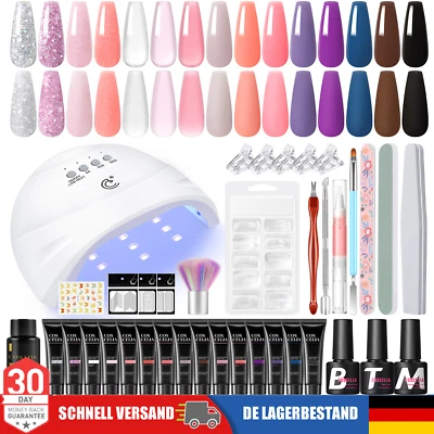 COSCELIA 38 Stk. Poly Gel Nägel Set Nagelverlängerung Builder Kit 15 Farben Poly Gel Kit