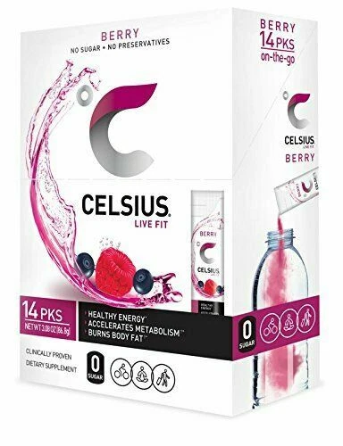 Celsius Berry On-the-Go Powder Stick - 3.08 Ounces, 14 Sticks per Pack
