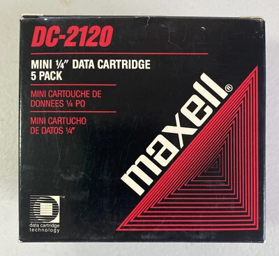 NEW MAXELL DC-2120 MINI 1/4" DATA CARTRIDGE 5 PACK IN BOX - Image 1 of 2