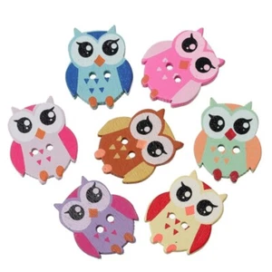 Printed Owl Buttons - Shelly's Buttons - Sew Through - Craft Scrap Sewing - Imagen 1 de 4