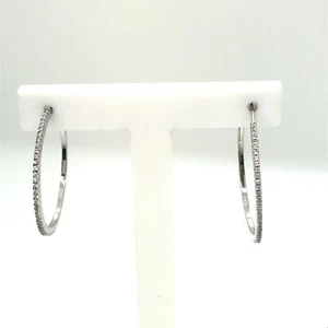 Vintage Sterling Signed 925 Facet Infinity CZ Crystal Stone Hoop Stud Earrings - Picture 1 of 7