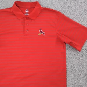 Majestic St. Louis Cardinals Polo Shirt Mens Large Striped Red Chest Logo - Picture 1 of 24