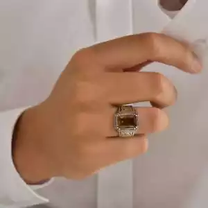 Herrenring aus 925 Sterlingsilber mit rechteckigem mehrfarbigen Zultanit-Stein - Bild 1 von 7