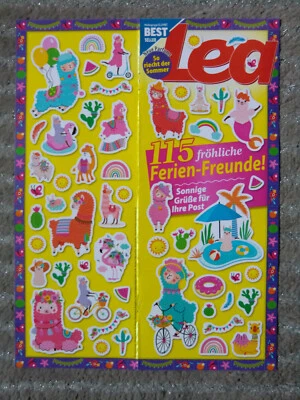 Gr Aufkleberbogen 115 Ferien-Freunde Grüße Urlaub Lama Flamingo von Zeitschrift - Bild 1 von 2