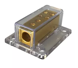 A4A 2x4 Gauge To 4 X 8 Gauge Power/Ground Distribution Block Brass SKPD-21 - Picture 1 of 4