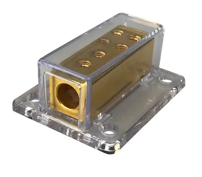 A4A 2x4 Gauge To 4 X 8 Gauge Power/Ground Distribution Block Brass SKPD-21 - Image 1 of 4