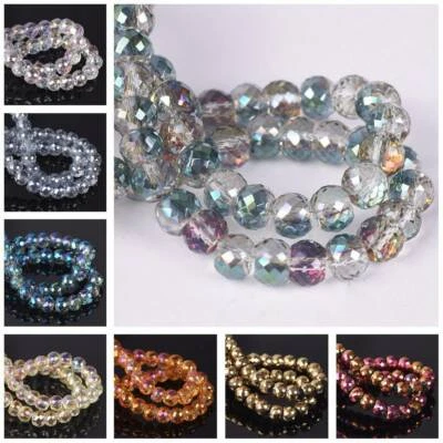 6x4mm 8x6mm Rondelle Barrel Faceted Crystal Glass Loose Spacer Craft Beads lot - Image 1 of 4