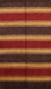 Modern Striped Gabbeh Oriental Hand-knotted Area Rug Wool Dining Room Carpet 5x8
