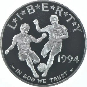 1994-S Proof Soccer World Cup Commemorative Silver Dollar $1 - Picture 1 of 3