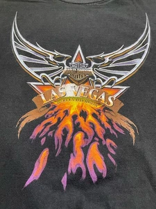 CAMISA HARLEY DAVIDSON VINTAGE PARA HOMBRE XL LAS VEGAS NEVADA ALAS CROMADAS LLAMAS - Imagen 1 de 9