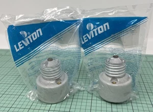 [2 Pack] LEVITON Porcelain Bulb Socket Extensions Medium To Medium WHITE - Picture 1 of 4