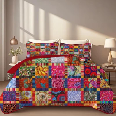 Juego de edredón estampado floral de 2-3 piezas, duradero, transpirable, para todas las estaciones Foto 1 de 4