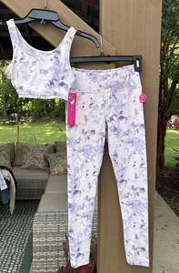 NWT Yogalicious Purple and White Floral Activewear Set Girls Size Medium (10) - Picture 1 of 7
