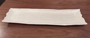 Target Holiday 08 Snowfall Splendor Wood-Grain Ceramic Serving Platter White 18" - Picture 1 of 10