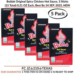 5x Buldak Original Spicy Chicken Hot Sauce, 3 Sticks (15 Total) 0.21 OZ Each NEW - Picture 1 of 9