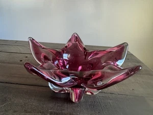 Vintage Murano Italy Rot Kunstglas Patera Schale Vase Tolle Kunstwerk Top - Bild 1 von 12