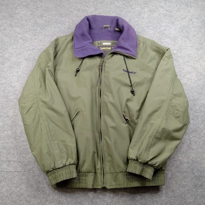 Vintage Timberland Jacket Mens Small Green Weathergear Fleece Bomber 90s - Image 1 of 4