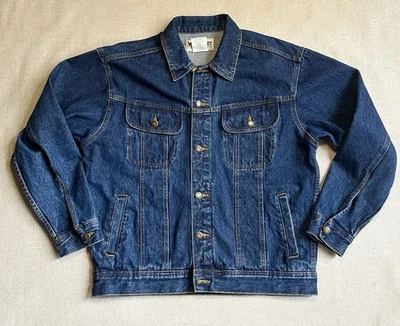 Chaqueta de Camionero Denim Azul Lavado Oscuro Wrangler Resistente De Colección Años 90 Talla Mediana Foto 1 de 4