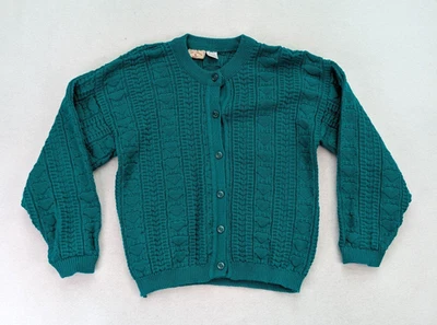 Hush Puppies Pups Vintage 80s 90s Girl's Cardigan Sweater Size L 14/16 Green - Image 1 of 4