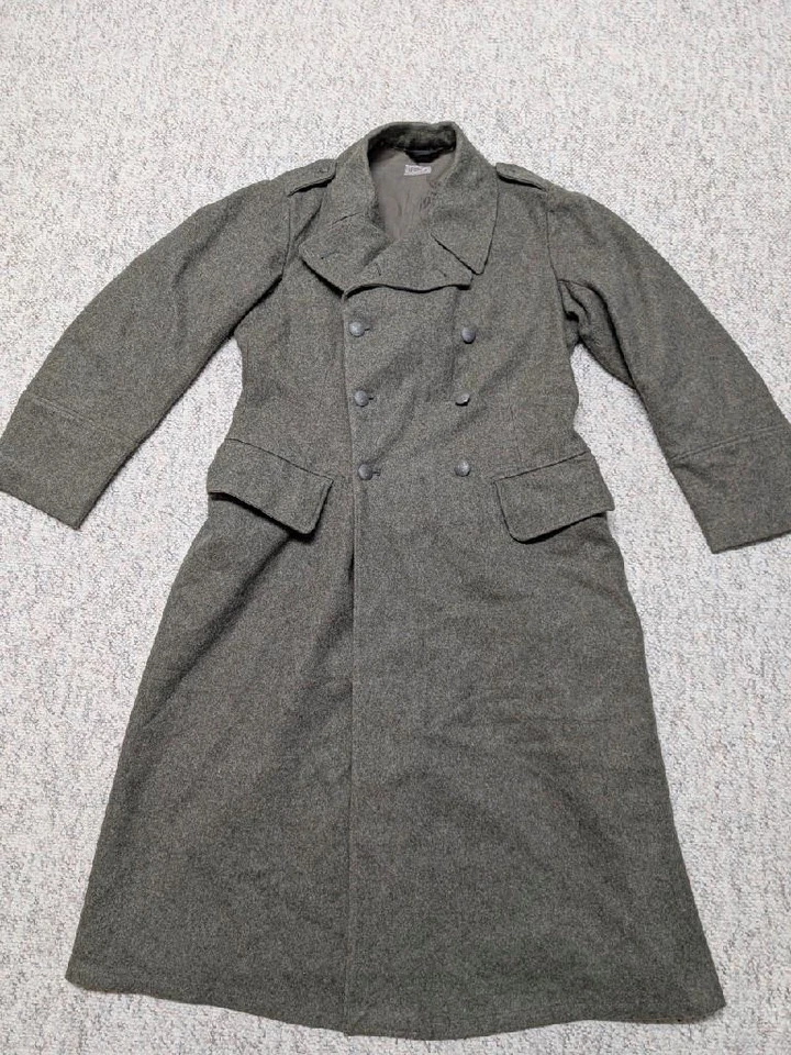 WWII vintage 1940s trenchcoat SWEDISH wool 38R double breasted MILITARY army - Image 1 of 4