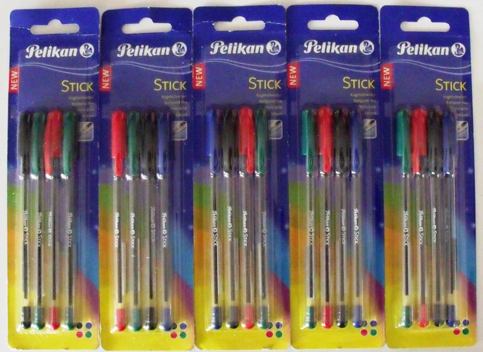 20 Stück Pelikan Stick Kugelschreiber rot grün schwarz blau Ballpoint Pen NEU - Bild 1 von 1