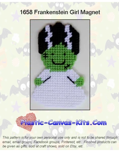 Patrón o kit de lona imán-plástico para niña Frankenstein - Imagen 1 de 1
