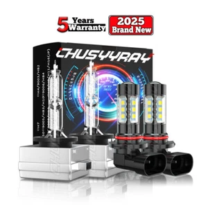 For Jaguar Vanden Plas 2004-2006 -4PC Xenon HID Headlights & LED Fog Light Bulbs - Picture 1 of 24