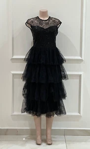 Vestido negro de tul con volantes en capas NUEVO de lujo para mujer - Imagen 1 de 11