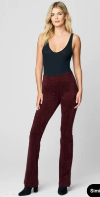 $98 Blank NYC Faux Suede Patch Pockets Mini Bootcut Pants In Roasted Eggplant - Image 1 of 4