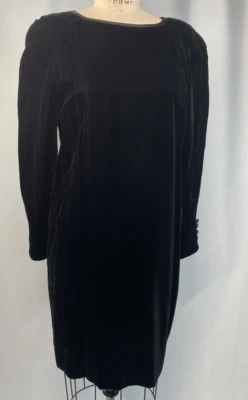 Vestido Vintage TALLA MEDIANA 10 Funda Terciopelo Negro JONES NUEVA YORK AÑOS 80 90 RAYON Foto 1 de 4