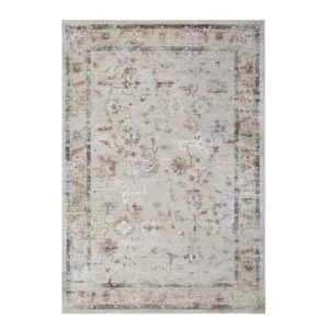 Distressed Traditional Washable Floral Scroll Border Indoor Area Rug or Runner - Picture 1 of 69